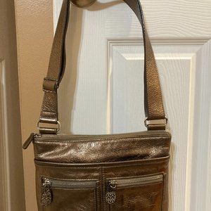 Brighton Zoe Metallic Copper leather bag with matching wallet